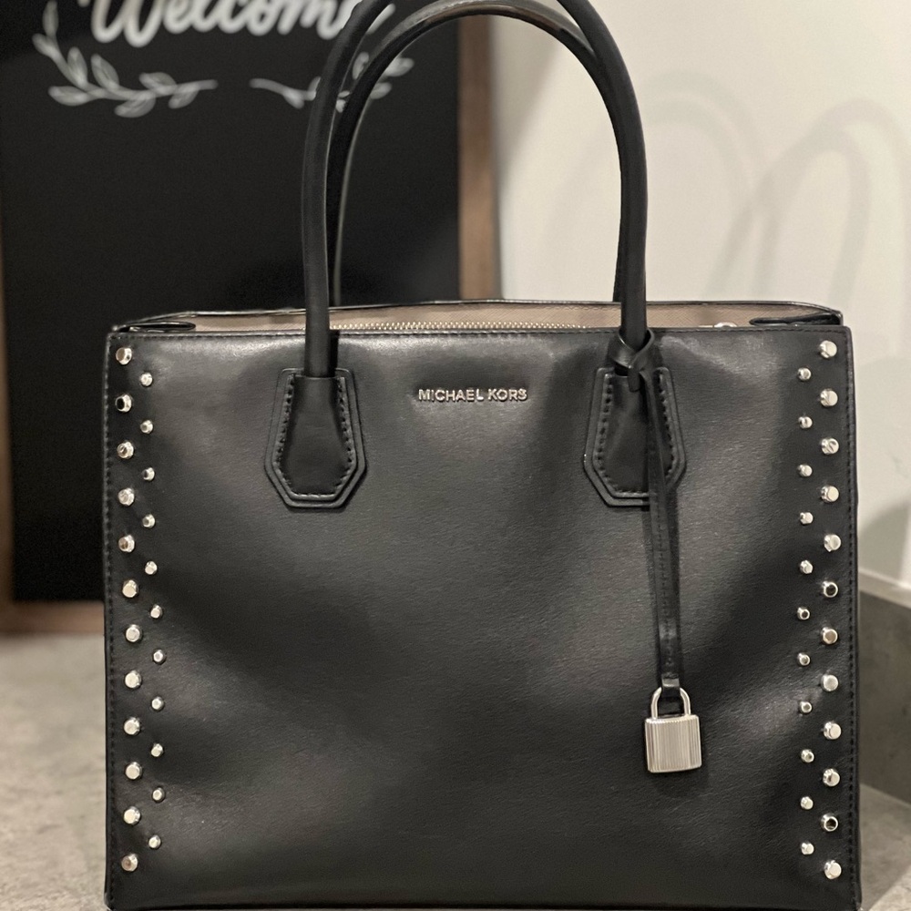 Michael Kors Large Mercer Studded Leather Tote-EUC!